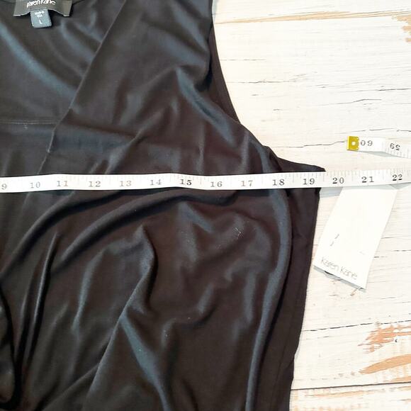 Karen Kane Layered Drape Front Casual Minimalist Top Black Size Large Stretch - Picture 7 of 8